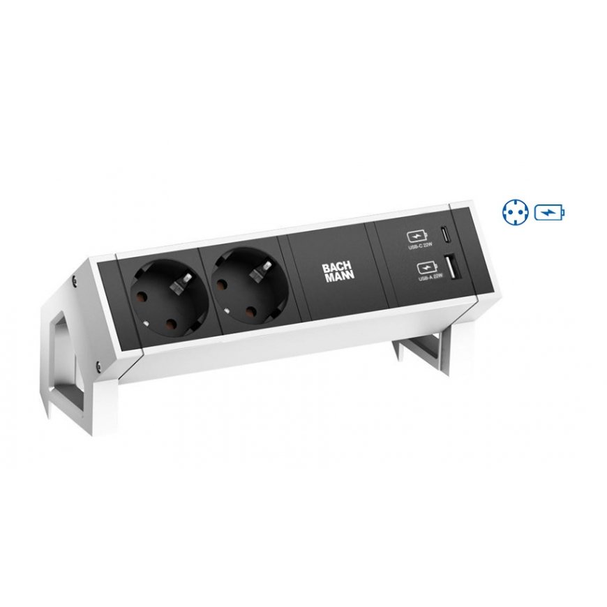 Bachmann Desk 2 power extension 2 AC outlet(s) Indoor Black, White