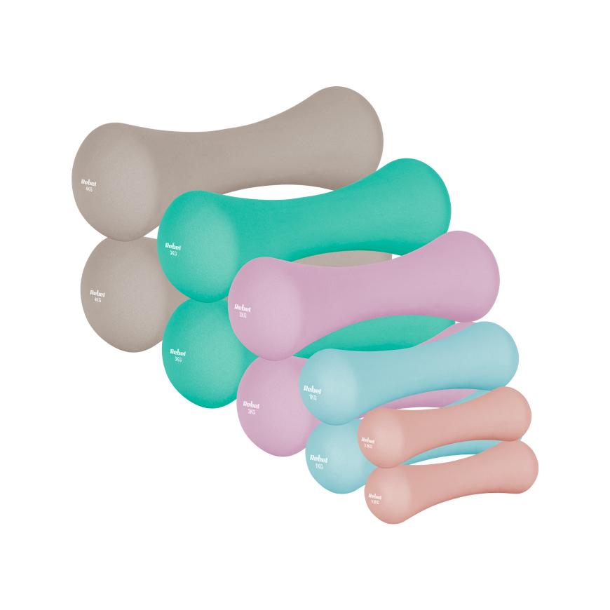 Гантели чугунные неопреновые 2x3 кг, REBEL ACTIVE – 2