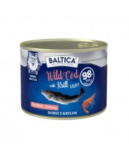 BALTICA EXCELLENT Karma drėgnas maistas laukiniam menkiui su krevetėmis (Dorsz z krylem) ŠVIESUS 185g