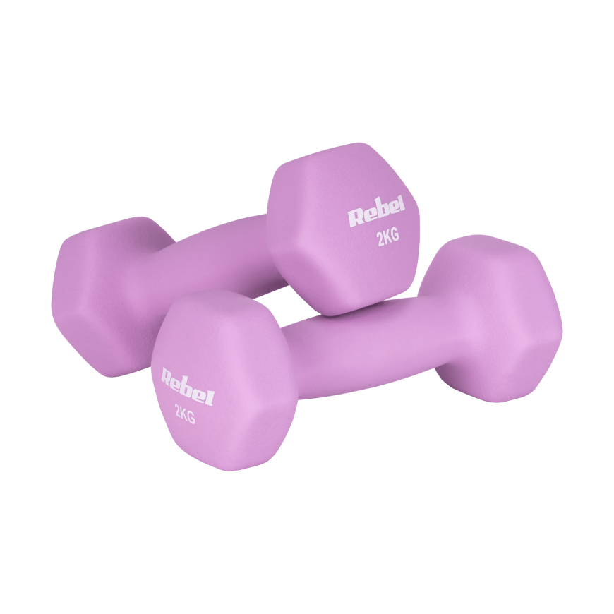 Neoprene Hex Dumbbells 2x2kg, REBEL ACTIVE