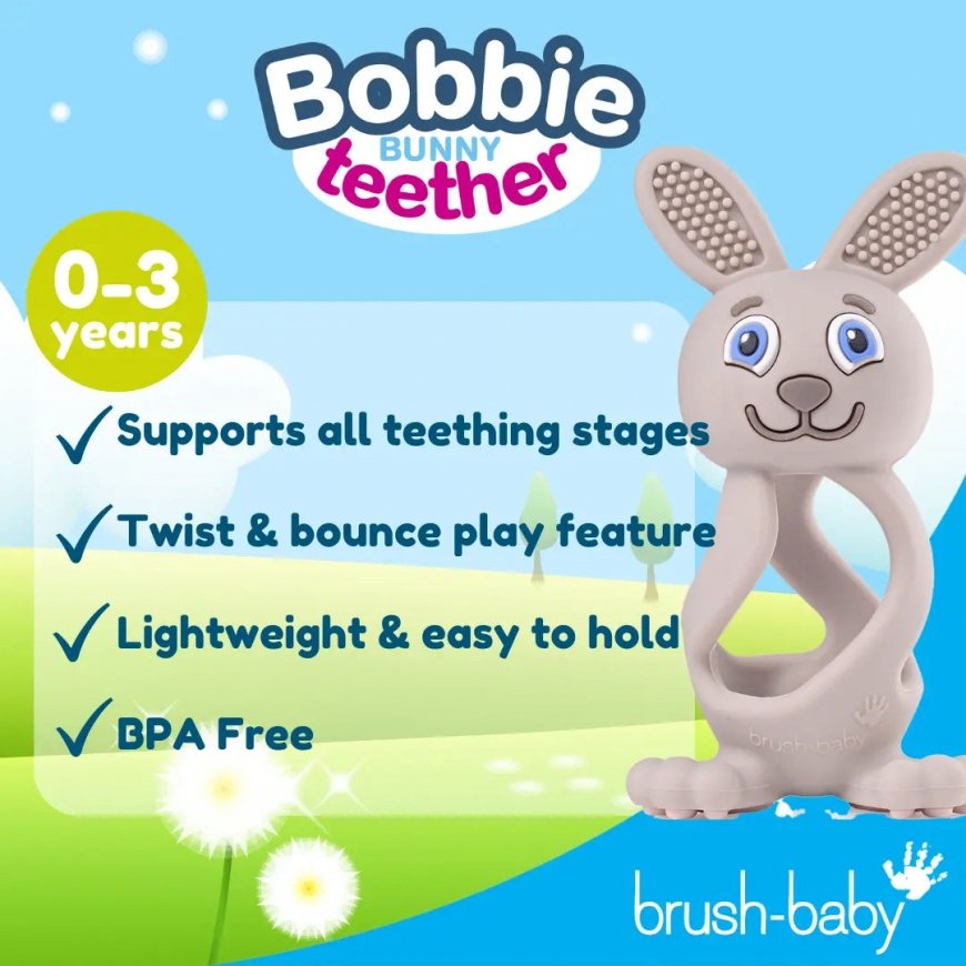 Brush-Baby Bobbie Bunny hammasharja Cappuccino, Harmaa Vauva – 3