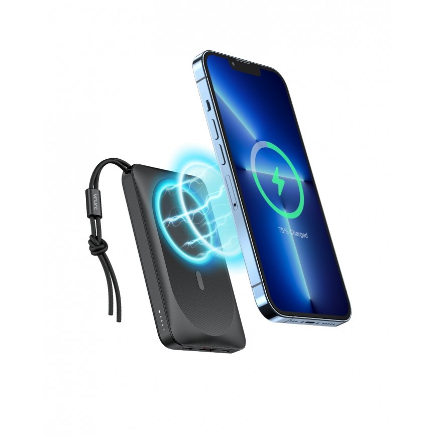VEGER MagOn Litium polymeeri (LiPo) 10000 mAh Langaton lataaminen musta, Valkoinen