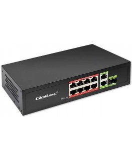 Qoltec Switch Network SWITCH FAST Ethernet PoE | 4x RJ45 | 2x RJ45 Uplink | 65W | 10/100Mb/s