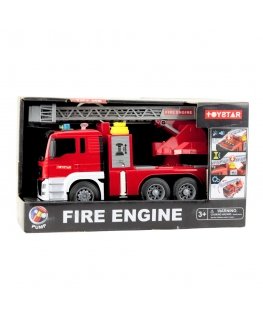 Игрушечная пожарная машина Lean Toys с подъемником, пожарное отделение, в основном цвете, с эффектами света и звука