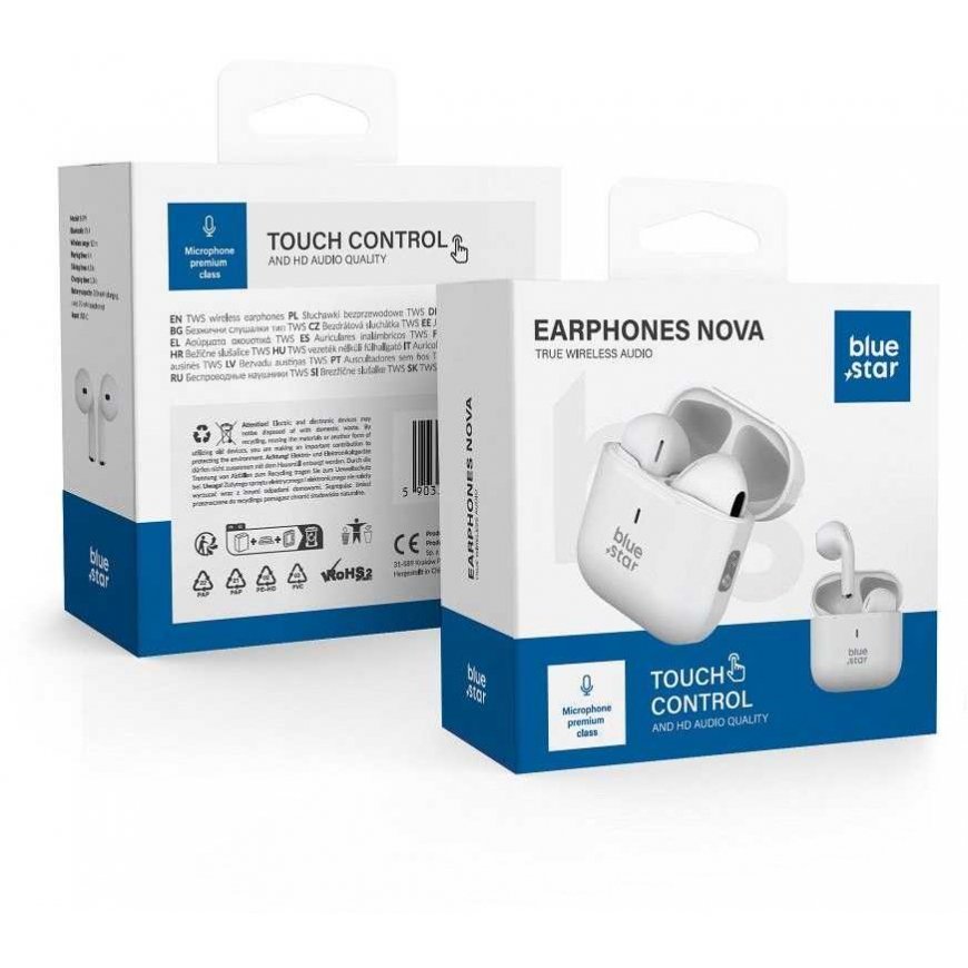 BlueStar Belaidās ausines Blue Star Nova Fi5 TWS baltas