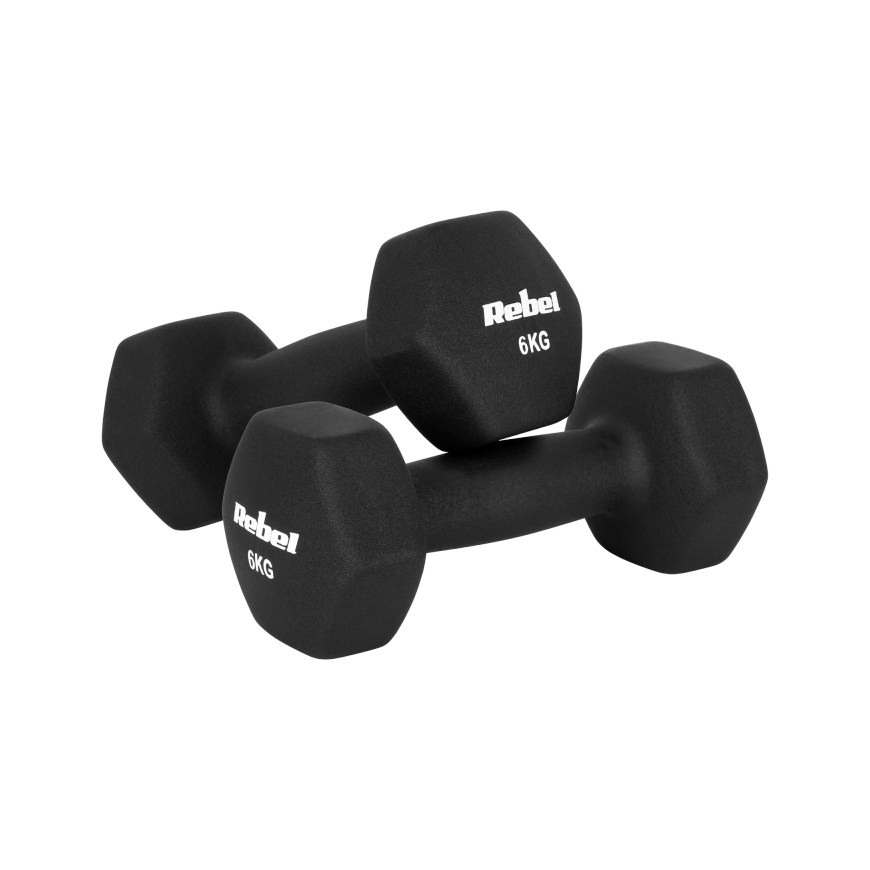 Hex Neoprene Coated Cast Iron Dumbbells 2x4kg, REBEL ACTIVE – 2