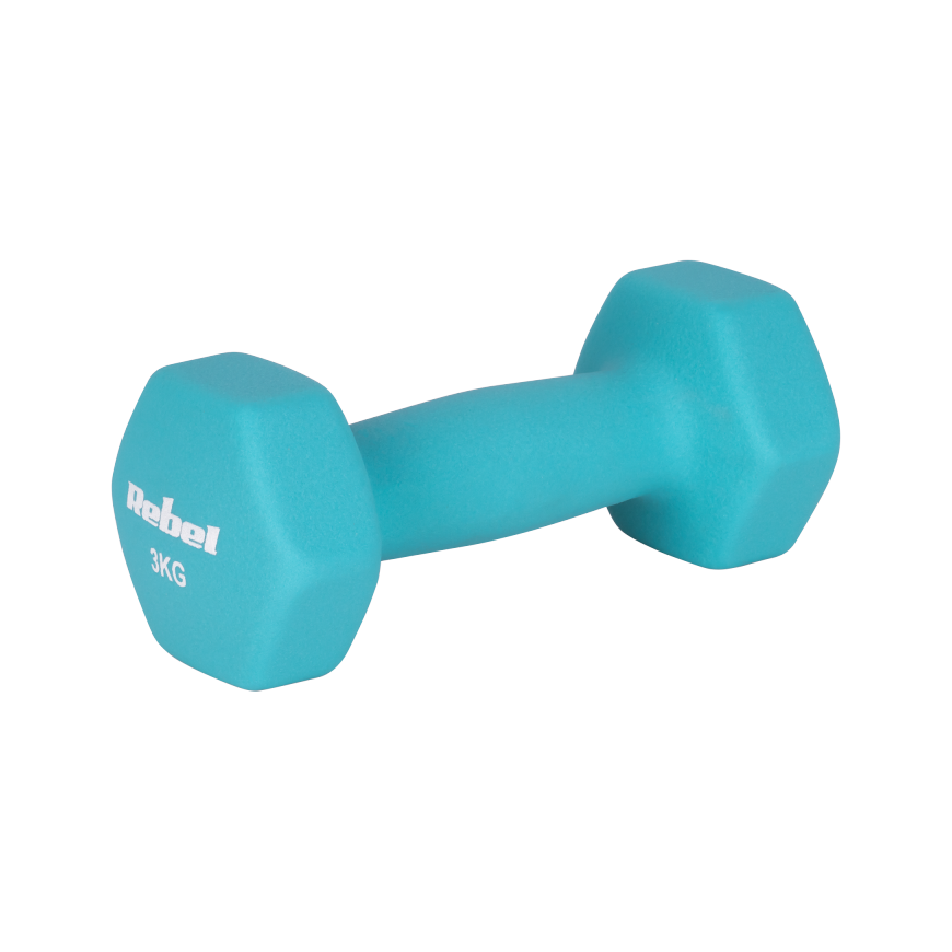 Cast Iron Hex Neoprene Dumbbells 2x3kg, REBEL ACTIVE – 2