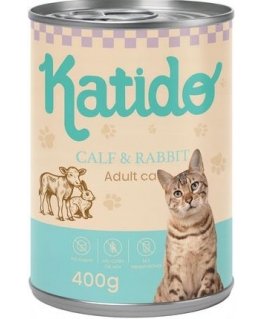 KATIDO Wet Food for Cats with Beef and Rabbit 400g