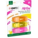 Emtec C410 Neon USB-välkmälu 8 GB USB tüüp A 2.0 Oranž, Roosa, Kollane