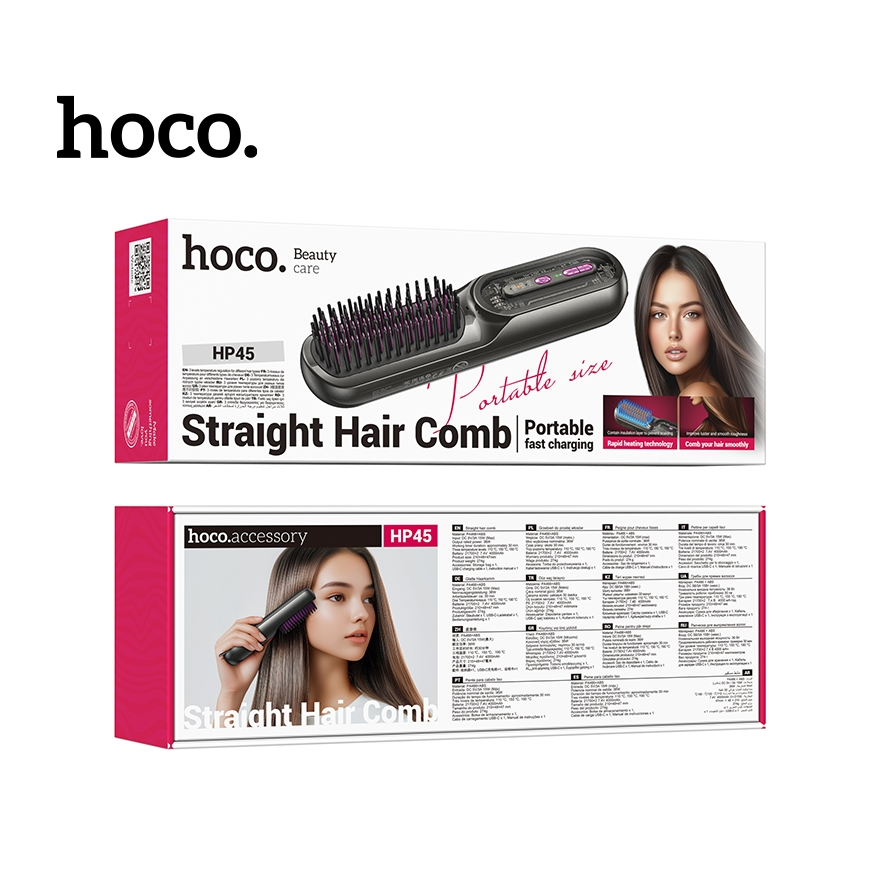 Утюжок для волос Hoco с гребнем HP45 серый