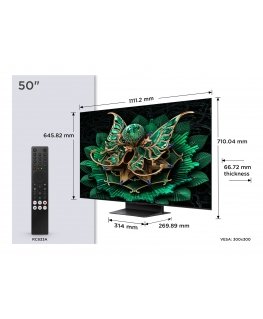TCL 50C7K televizorius 127 cm (50") 4K Ultra HD Smart TV „Wi-Fi“ Metalinis 2000 cd/m²