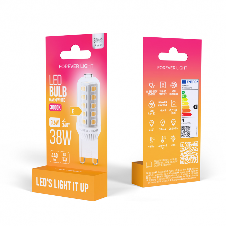 Forever Light LED Bulb G9 3.6W 440lm 3000K ceramic class F – 2
