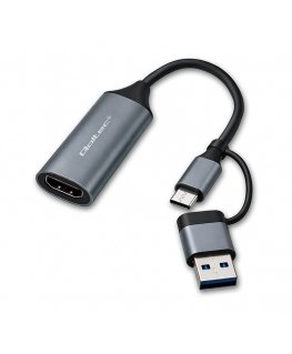 Qoltec Kuvakaappauskortti | USB-C USB-A -adapteri | HDMI | 4K 30Hz | Alumiini