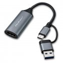 Qoltec Kuvakaappauskortti | USB-C USB-A -adapteri | HDMI | 4K 30Hz | Alumiini Qoltec Kuvakaappauskortti | USB-C USB-A -adapteri | HDMI | 4K 30Hz | Alumiini