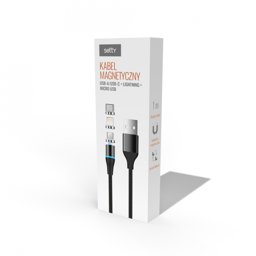 Setty magnetic cable DT 3in1 2,5A 1,0 m KBM-01 black JO – 2
