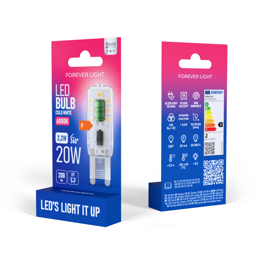 Forever Light LED Bulb G9 2.2W 200lm 6000K class F – 2