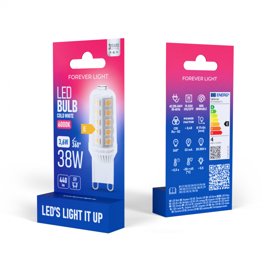 Forever Light LED Bulb G9 3.6W 440lm 6000K ceramic class F – 2