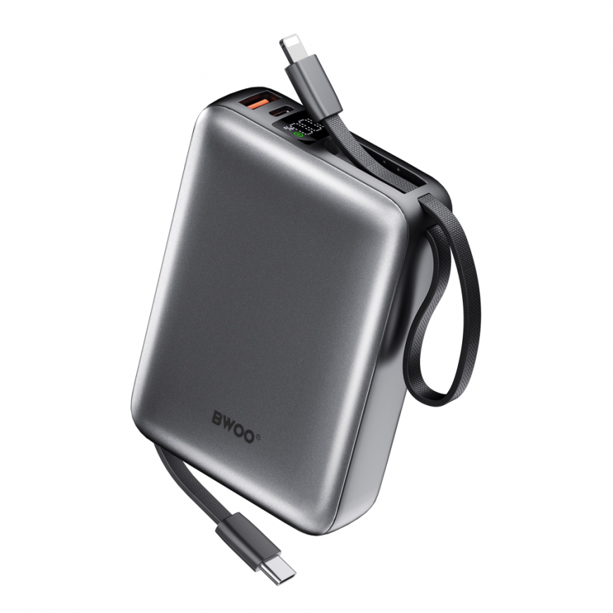 BWOO power bank P73 22.5W 20000 mAh with 2 built-in cables 1 x U