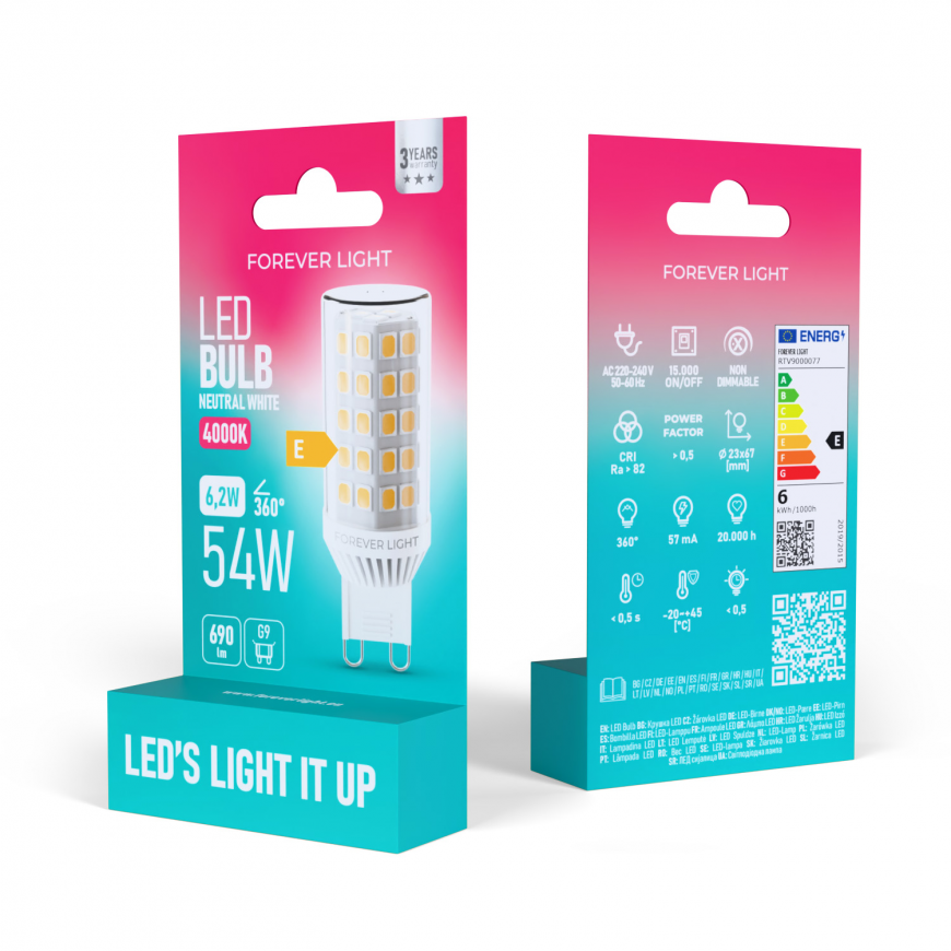 Forever Light LED Bulb G9 6.2W 690lm 4000K ceramic class E – 2