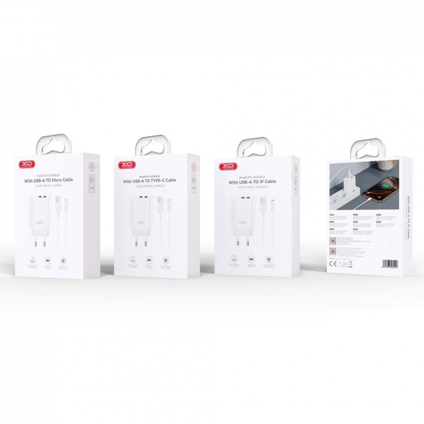 XO wall charger CE34 2x USB 2,4A white – 3