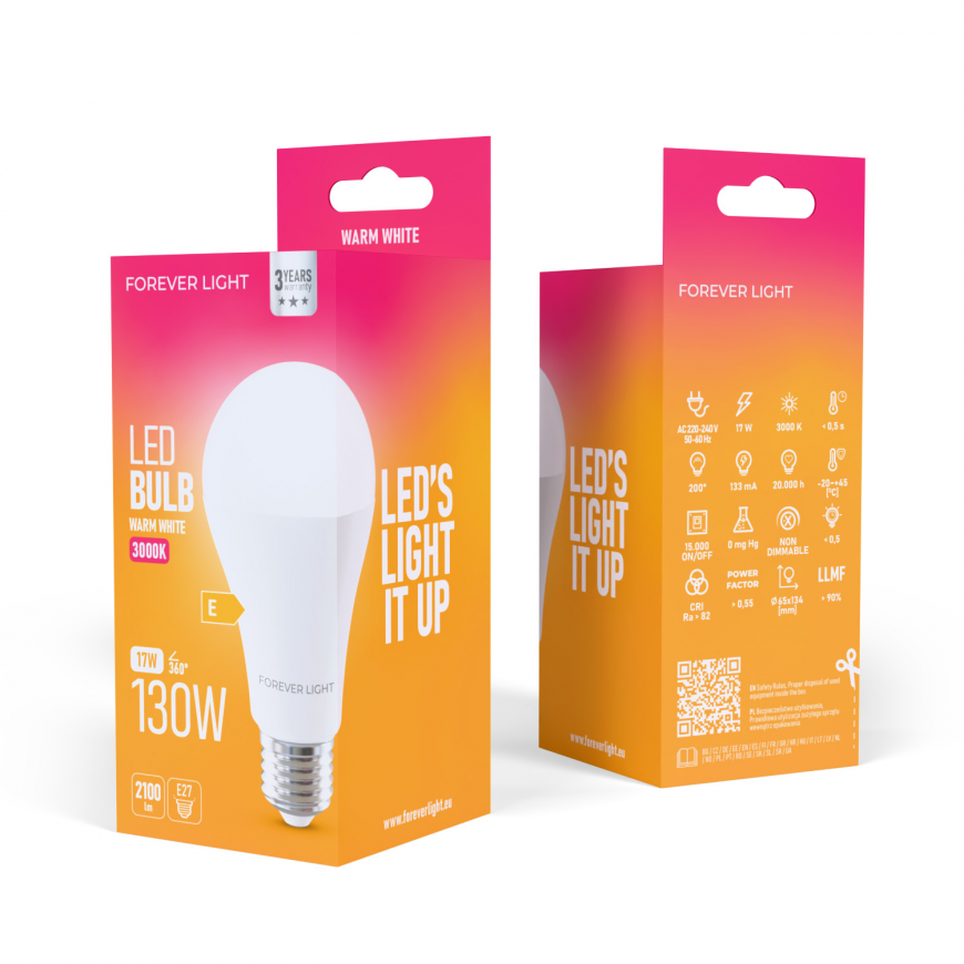Forever Light LED Bulb E27 A65 17W 2100lm 3000K class E – 2