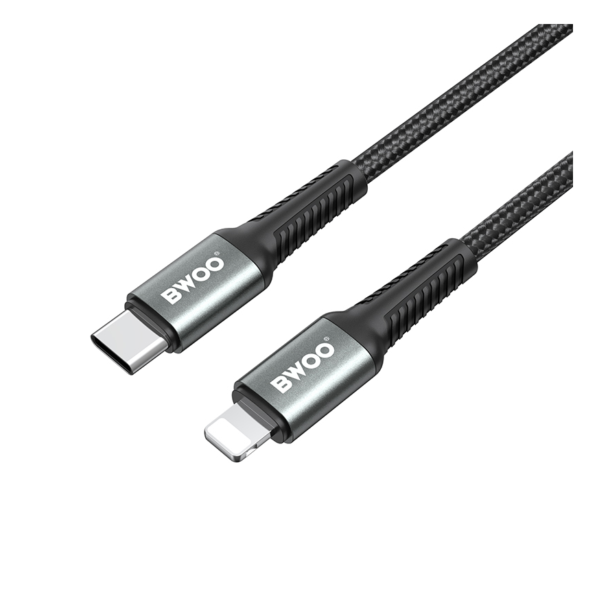 BWOO Braided Cable USB-C - Lightning 2m 30W black – 3