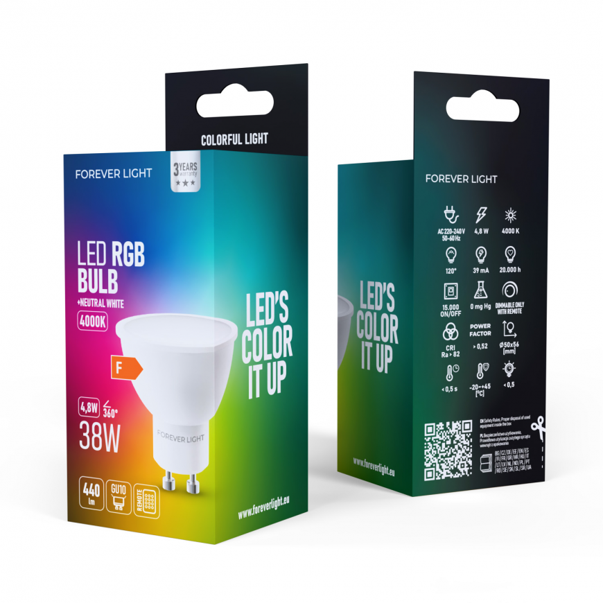 Forever Light LED Bulb RGB GU10 4.8W 440lm 4000K class F – 3