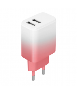 Setty charger 2x USB 18W LSIG-AA-20 white-pink gradient