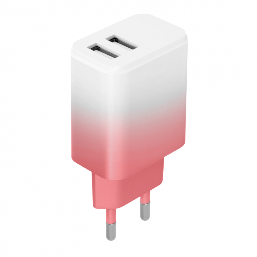 Setty charger 2x USB 18W LSIG-AA-20 white-pink gradient