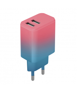 Setty charger 2x USB 18W LSIG-AA-20 pink-turquoise gradient