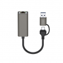 XO adapter HUB HUB018 2w1 USB-USB-C - RJ45 gray XO adapter HUB HUB018 2w1 USB-USB-C - RJ45 gray