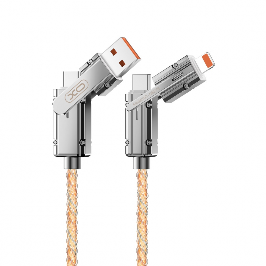 XO cabel NB276 4w1 USB-C - Lightning + USB - USB-C 60W 1,0m szar