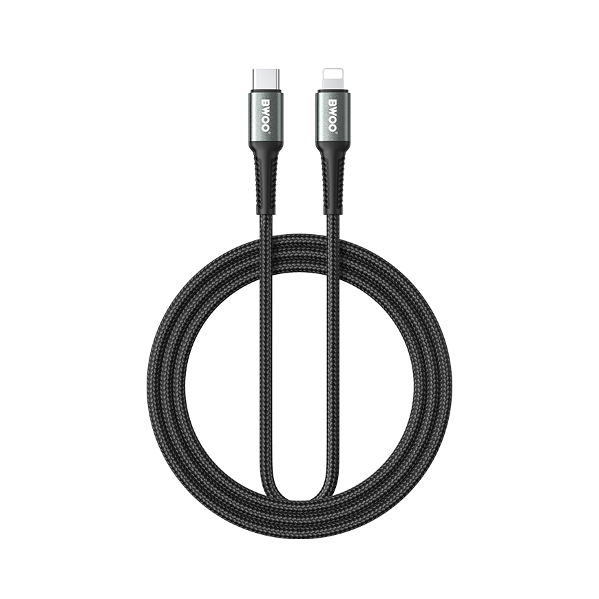BWOO Braided Cable USB-C - Lightning 3m 30W black