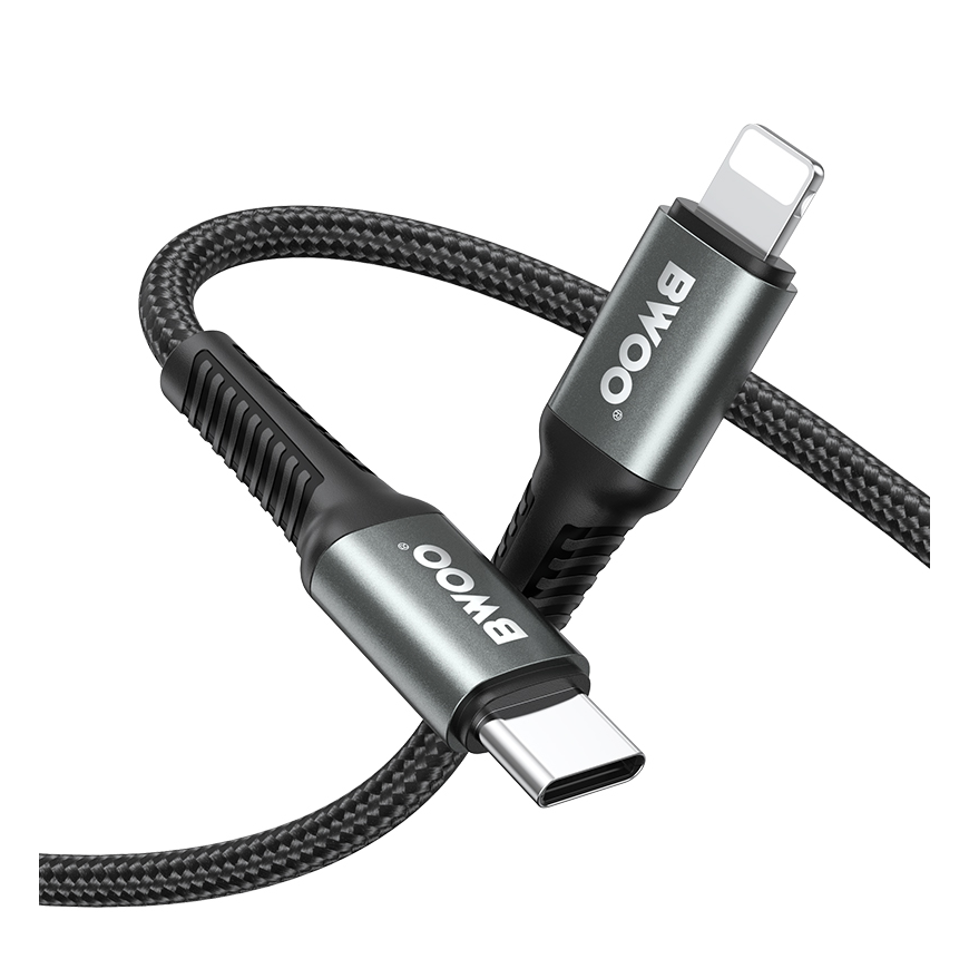 BWOO Braided Cable USB-C - Lightning 3m 30W black – 2