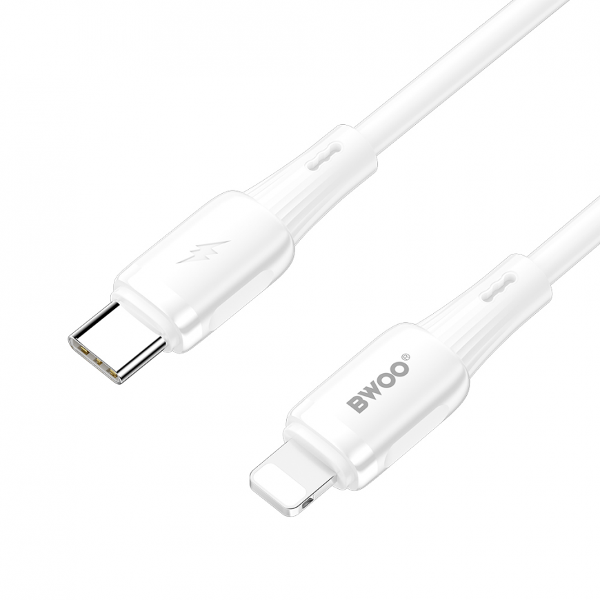 BWOO silicone cable X329CL 27W USB-C - Lightning 1m white – 2