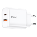 BWOO CDA207 PD 36W wall charger 1x USB-A + USB-C port white BWOO CDA207 PD 36W wall charger 1x USB-A + USB-C port white