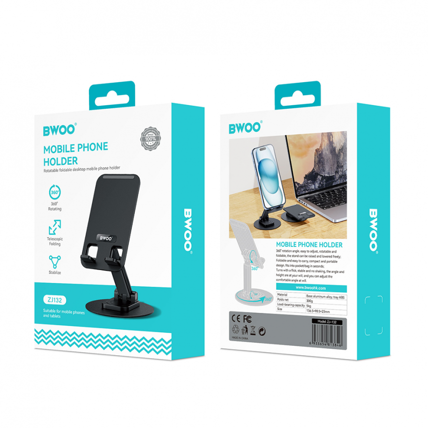 BWOO rotating desktop phone holder ZJ132 black – 4