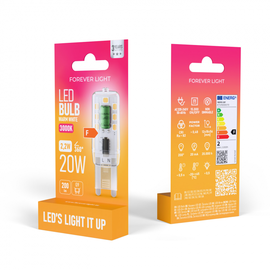 Forever Light LED Bulb G9 2.2W 200lm 3000K class F – 2