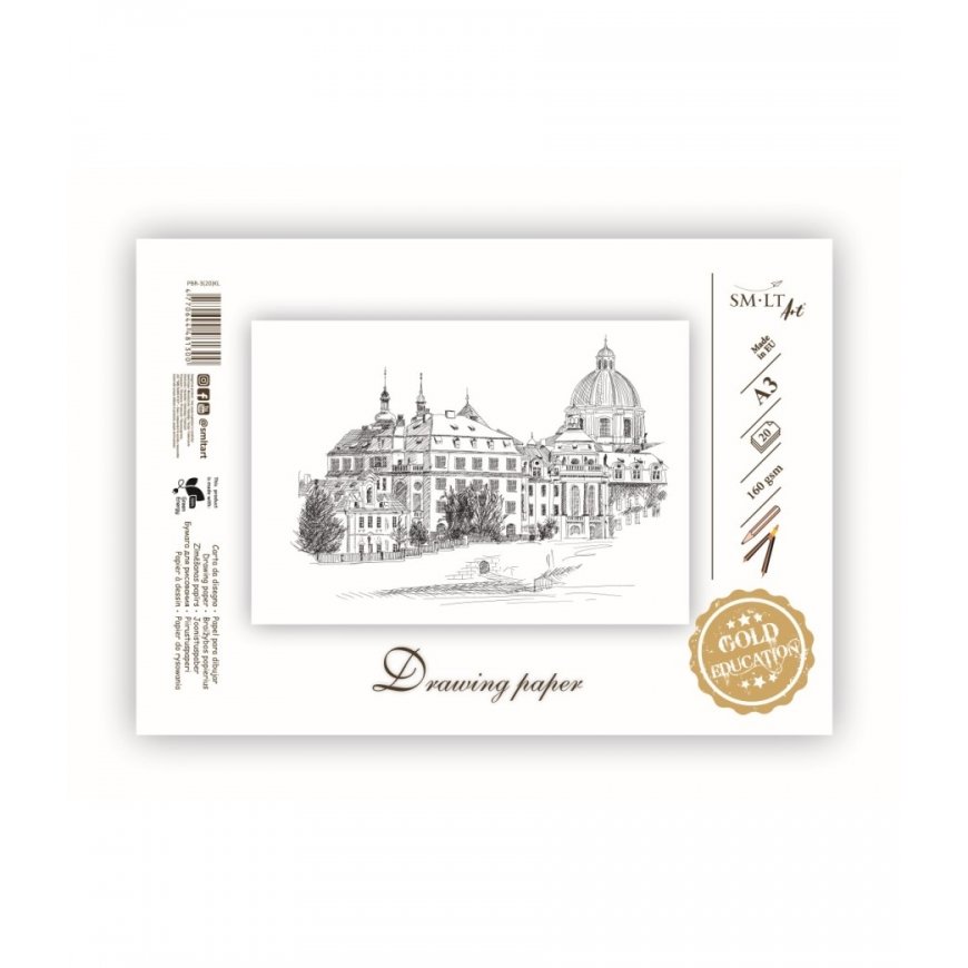 Zīmēšanas papīrs SMLT, A3, 20 lapas, 160 g/m²