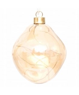 Joulukoristus Kalenteridekorointi – lasinen tippa LED, 10 cm, kultainen väri