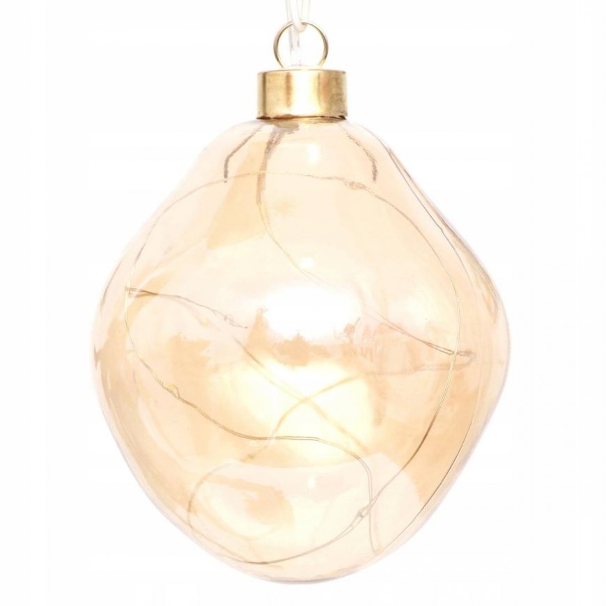Christmas Decoration – Glass Drop LED, 10 cm, Gold Color