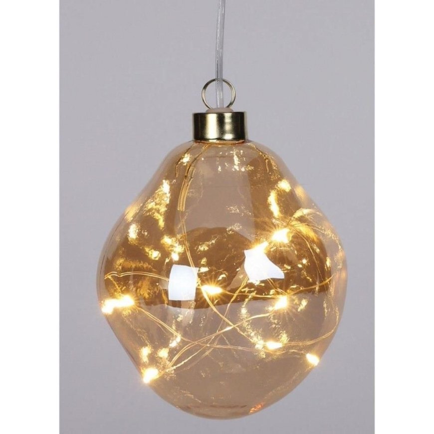 Joulukoristus Kalenteridekorointi – lasinen tippa LED, 10 cm, kultainen väri – 2