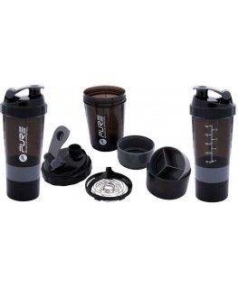 Герметичная бутылка BIDON FITNESS SHAKER 500МЛ Черная Серый PURE 2 IMPROVE