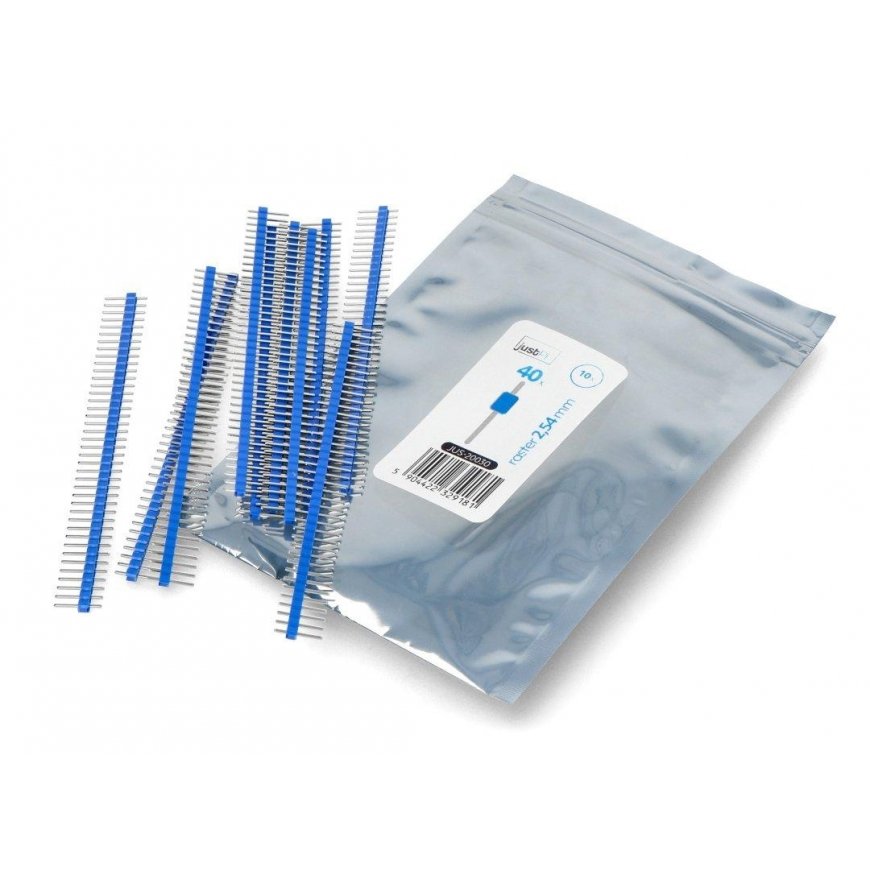 Tiesi auksinių kaiščių 1x40 ühendus 2.54mm rastriga - sinine - 10 tk - justPi – 2