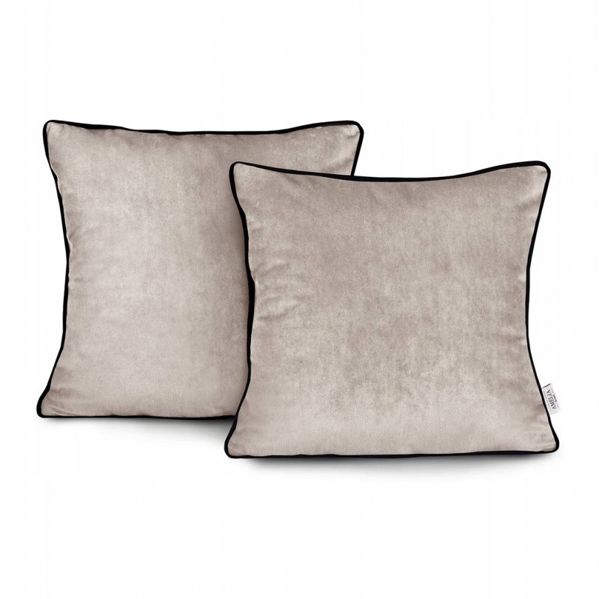 AmeliaHome dekoratyvinis užvalkalas VELVET spalva smėlinė stilius glamour, aksomas 45x45. – 2