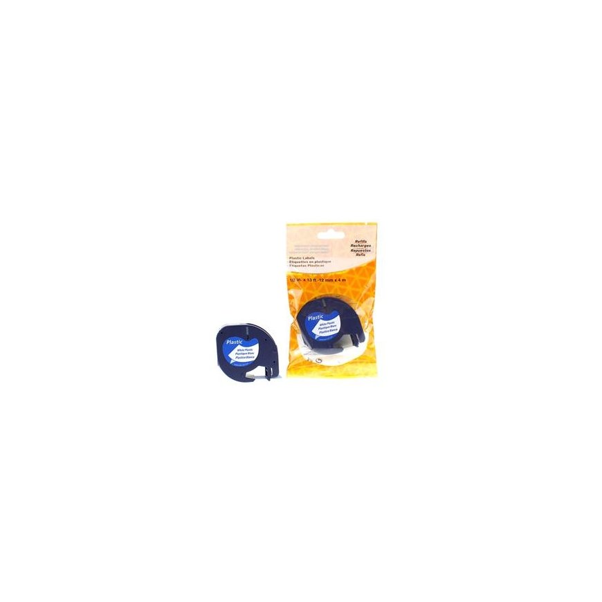 Replacement Label Tape DYMO Letratag, 12 mm x 4 m, black on white background