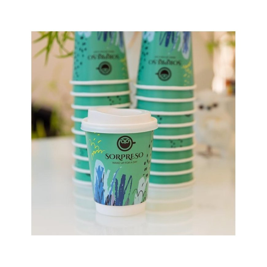 12oz SORPRESO balts vāciņš Latte vienreizējām krūzītēm (100 gab.) – 2
