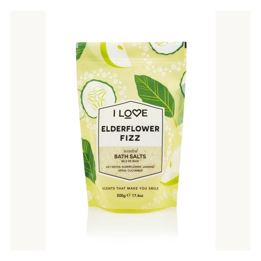 I Love Signature Collection Elginų žiedų Fizz vonios druska, 500g – 2