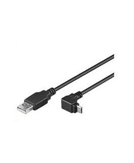 PremiumCord USB-kaapeli Micro USB 2.0, A-B, liitin kulmassa 90° 1m (musta)
