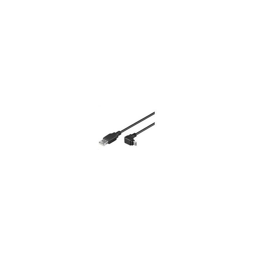 PremiumCord USB-kaapeli Micro USB 2.0, A-B, liitin kulmassa 90° 1m (musta)